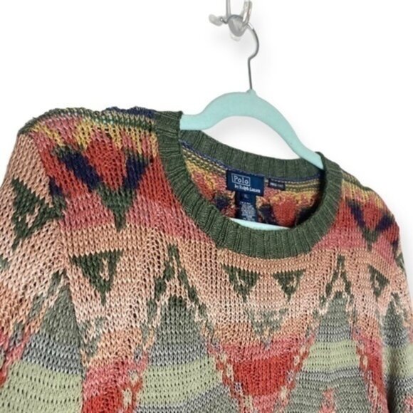 Vintage Polo by Ralph Lauren handknit western serape sweater silk linen alpaca - Picture 4 of 9